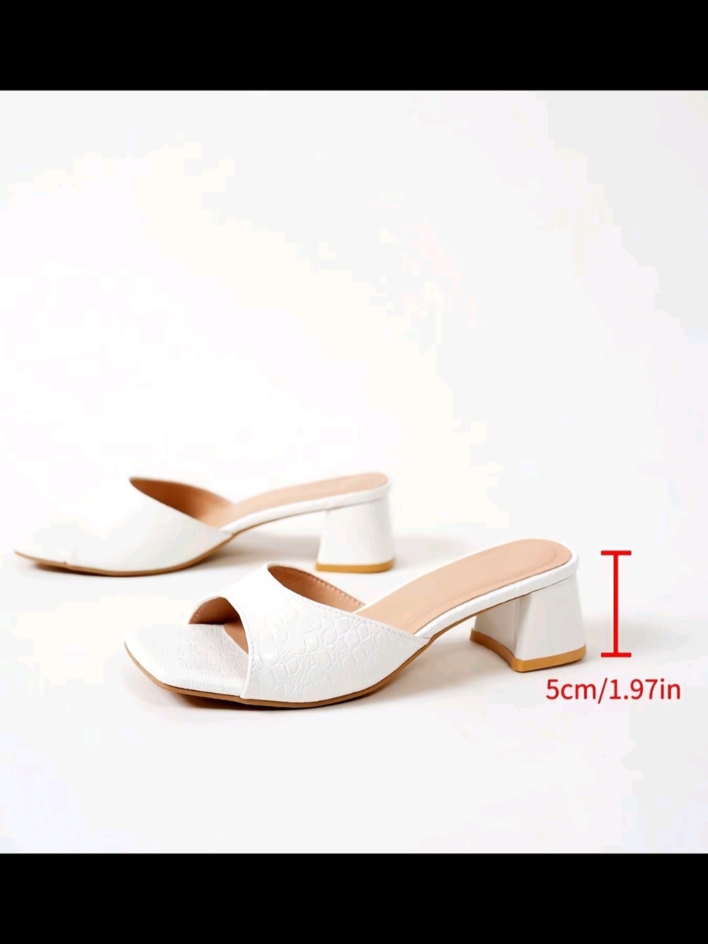 Women's White Open-Toe Block Heel Mules Size 39 / 7.5 - Picture 2 of 9